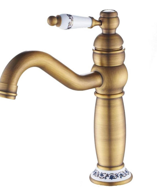 Baterie Lavoar Golden Copper – Bronz Antichizat, 2 Manete de Comandă, Design Clasic, VST32