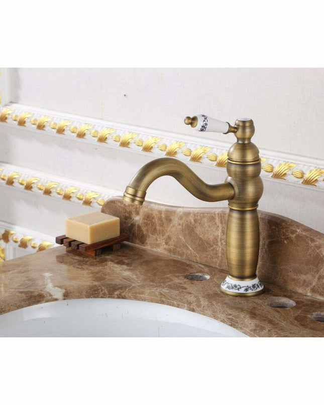 Baterie Lavoar Golden Copper – Bronz Antichizat, 2 Manete de Comandă, Design Clasic, VST32